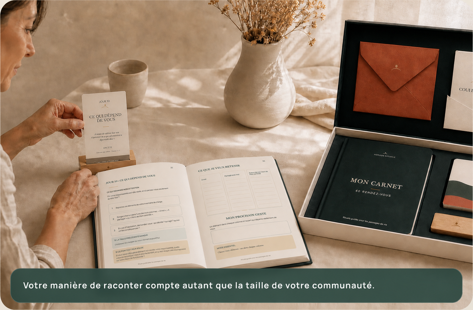 Une créatrice prépare un contenu autour du Coffret Horizon